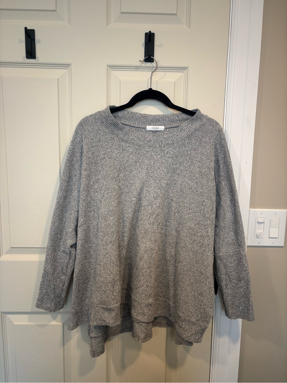 Heather Gray Crewneck Ribbed Sweater